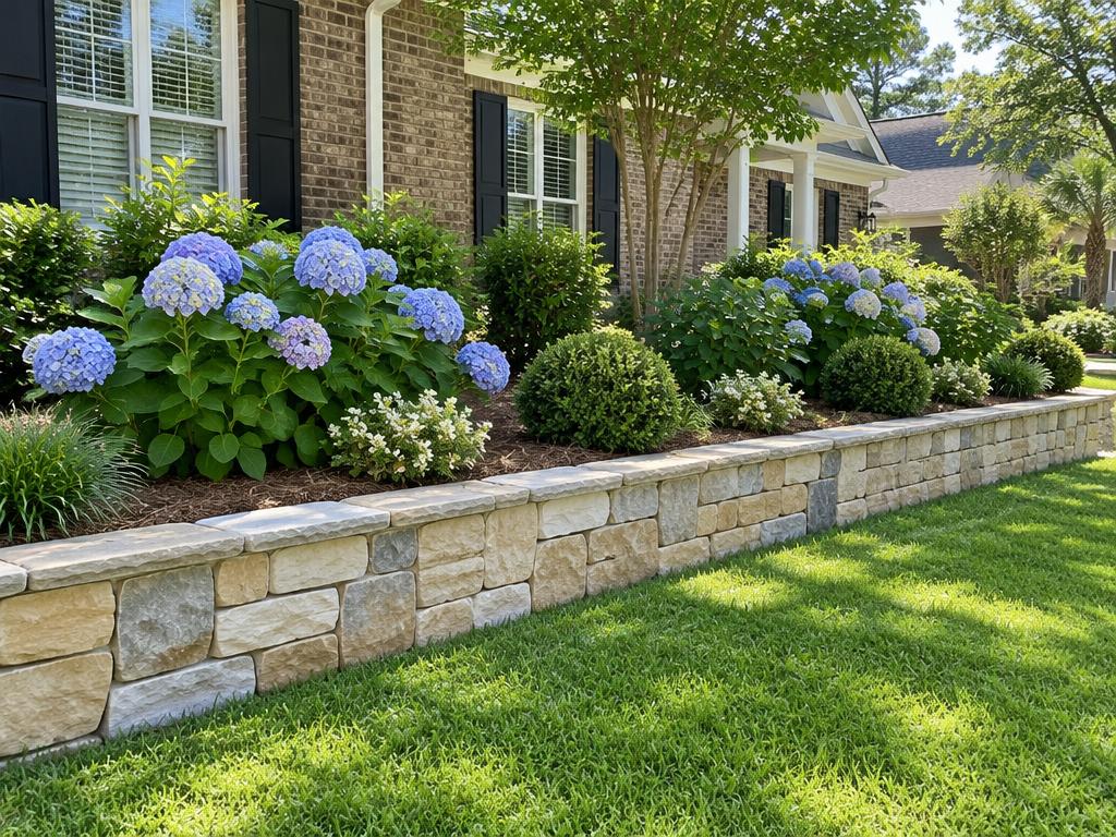 Garden and Landscape Walls: residential wall detail in an Upstate garden