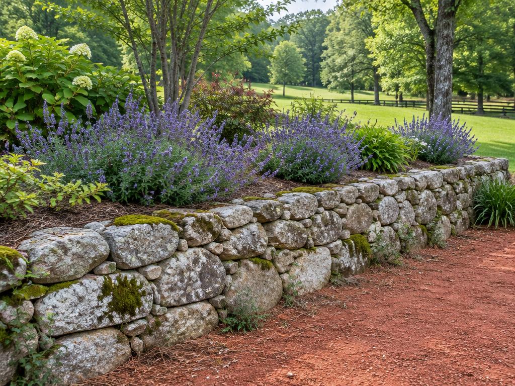 Natural Stone Walls: residential wall detail in an Upstate garden